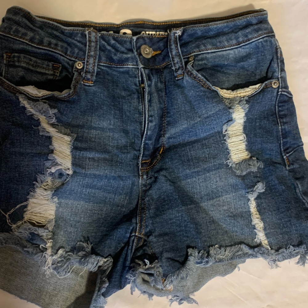 Distressed Blue Denim Shorts